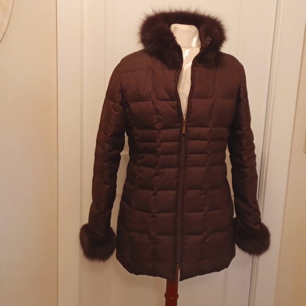 Marvin Richard's Brown Down-Filled & Fox Collar Coat. M